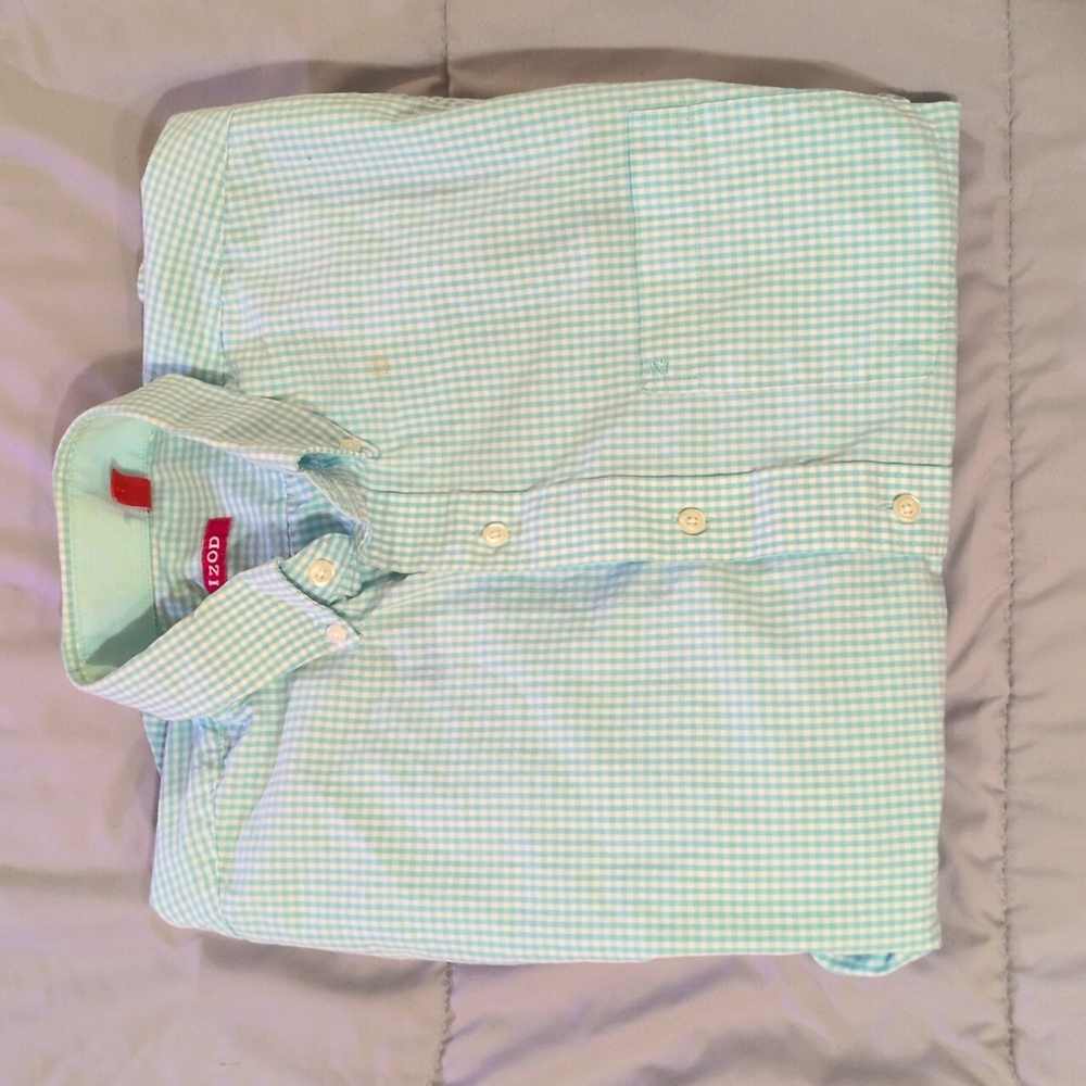 IZOD Mint Green Checkered Shirt [Stain]